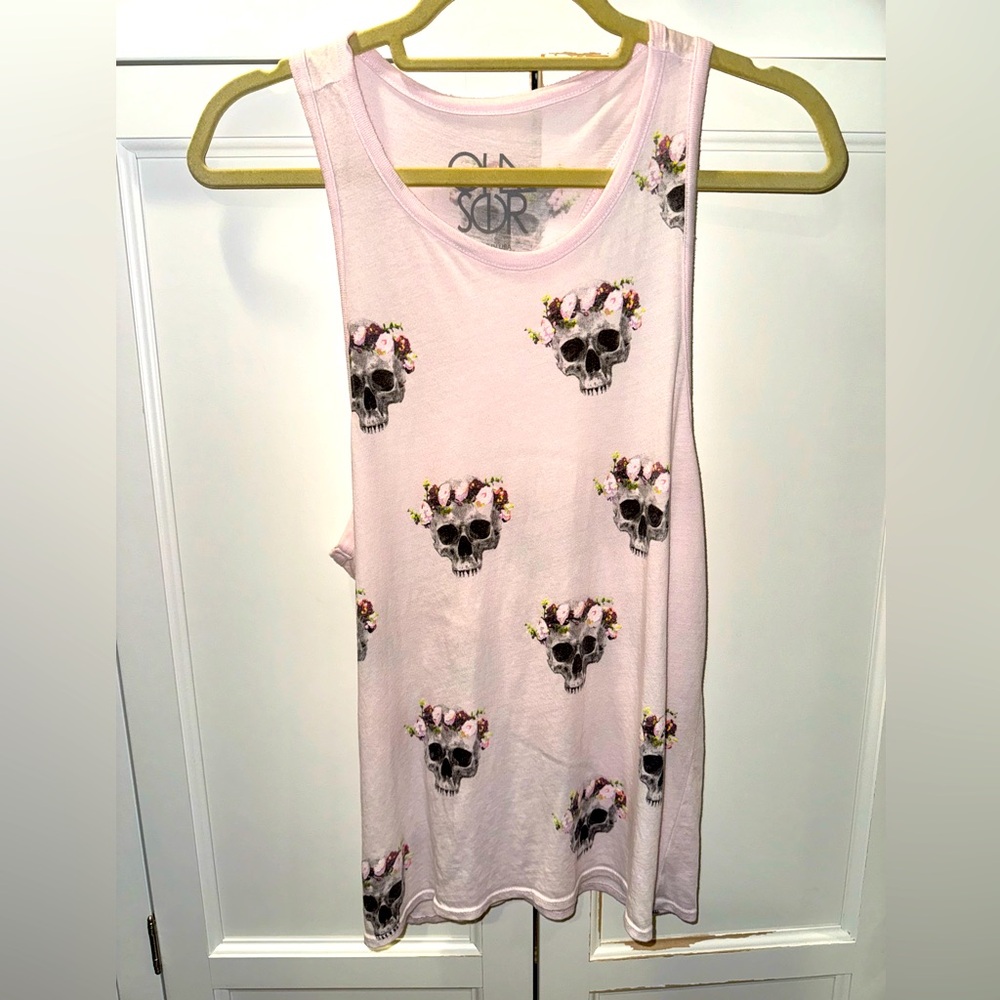 CHASER Pink Skull Graphic Racerback Tee